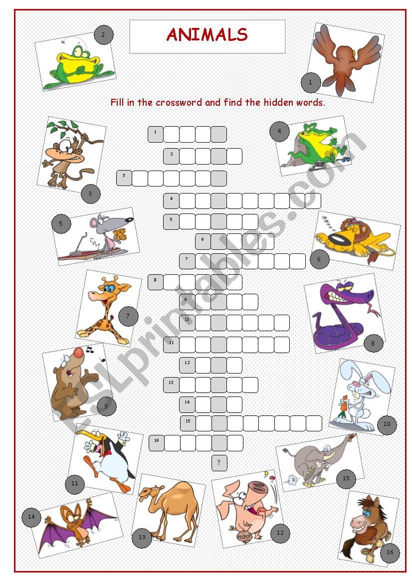 Animals Crossword Puzzle worksheet