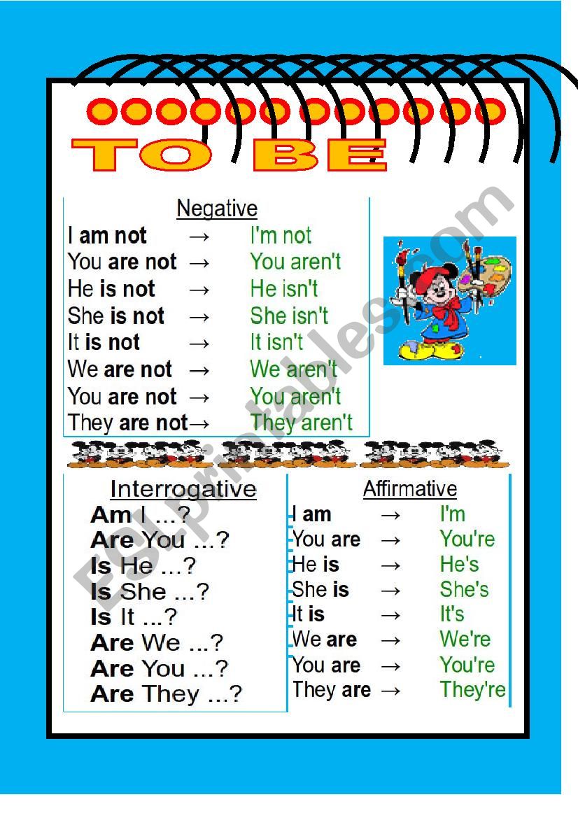VERB TO BE FORMS worksheet
