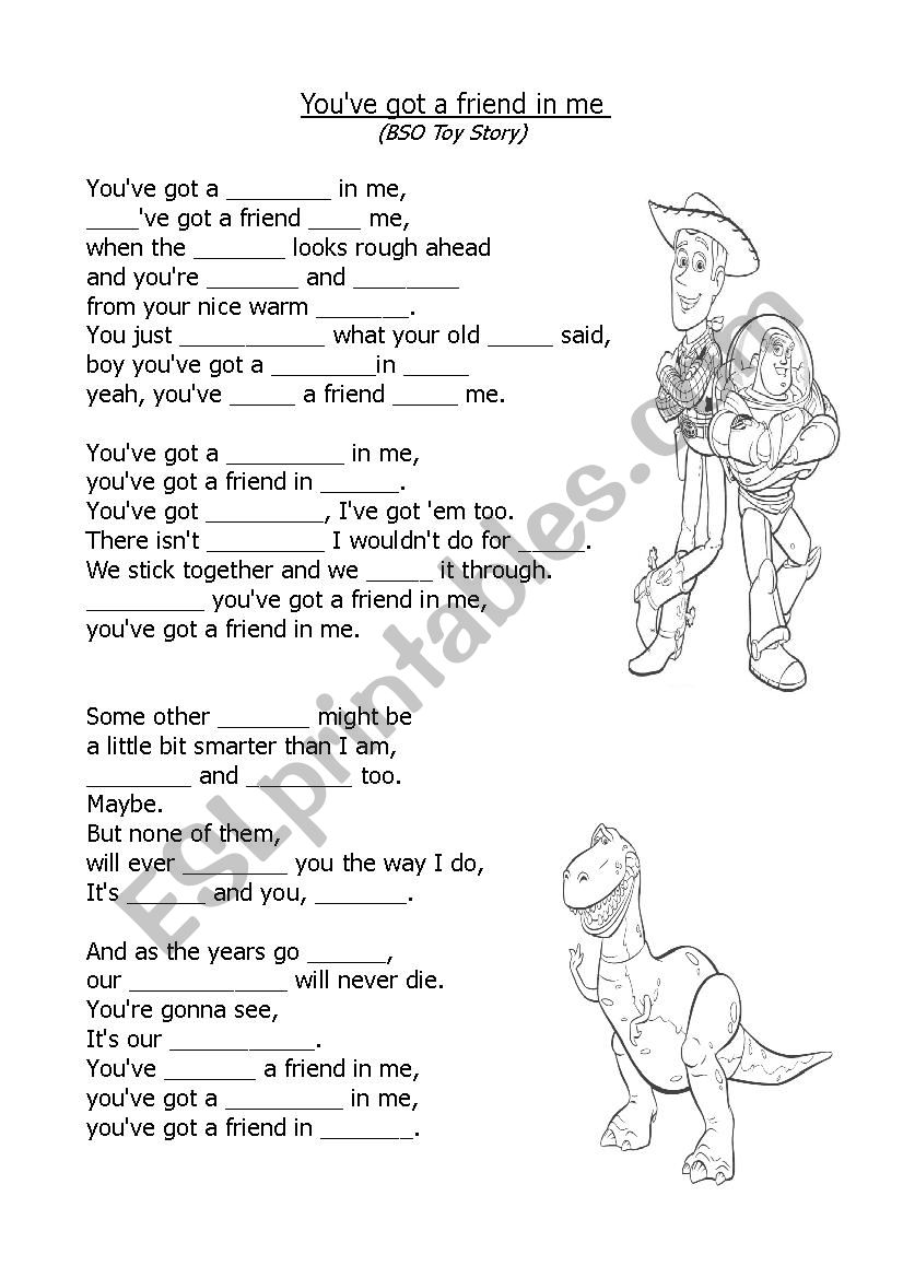 You Ve Got A Friend In Me Toy Story Esl Worksheet By Montsecreus