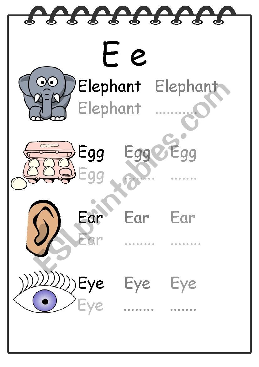 Alphabet Writing Worksheet E worksheet