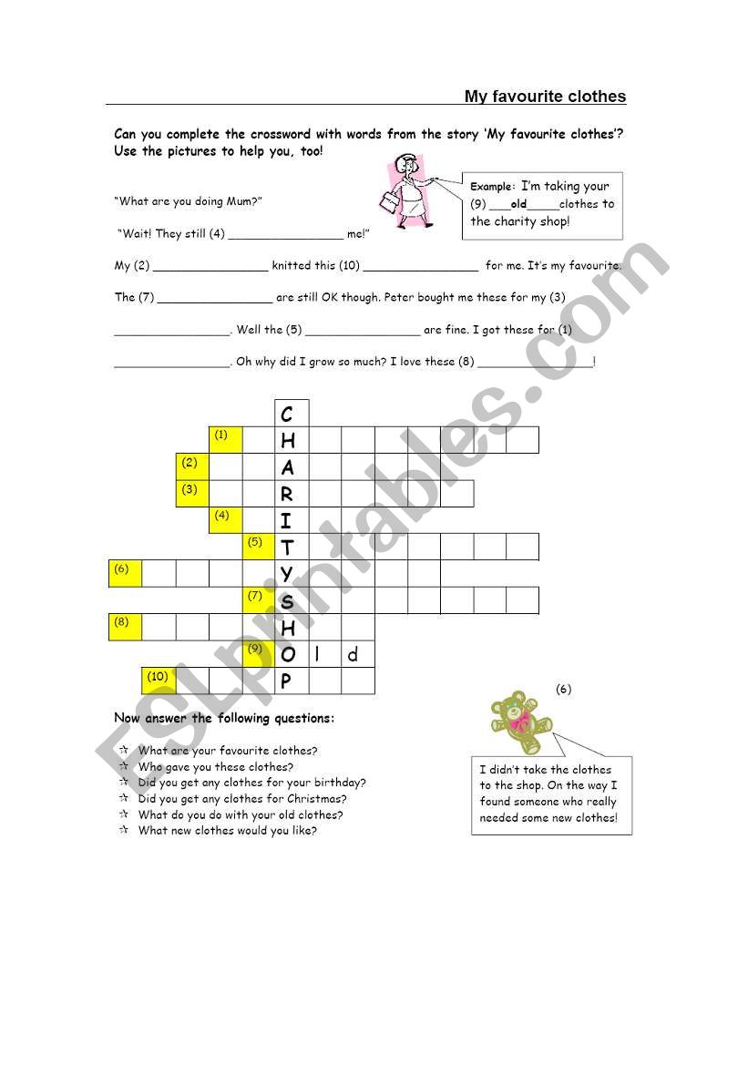 CLOTHES worksheet
