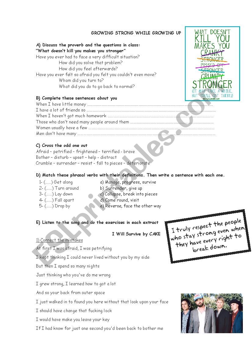 I WILL SURVIVE! great worksheet full of varied activities!