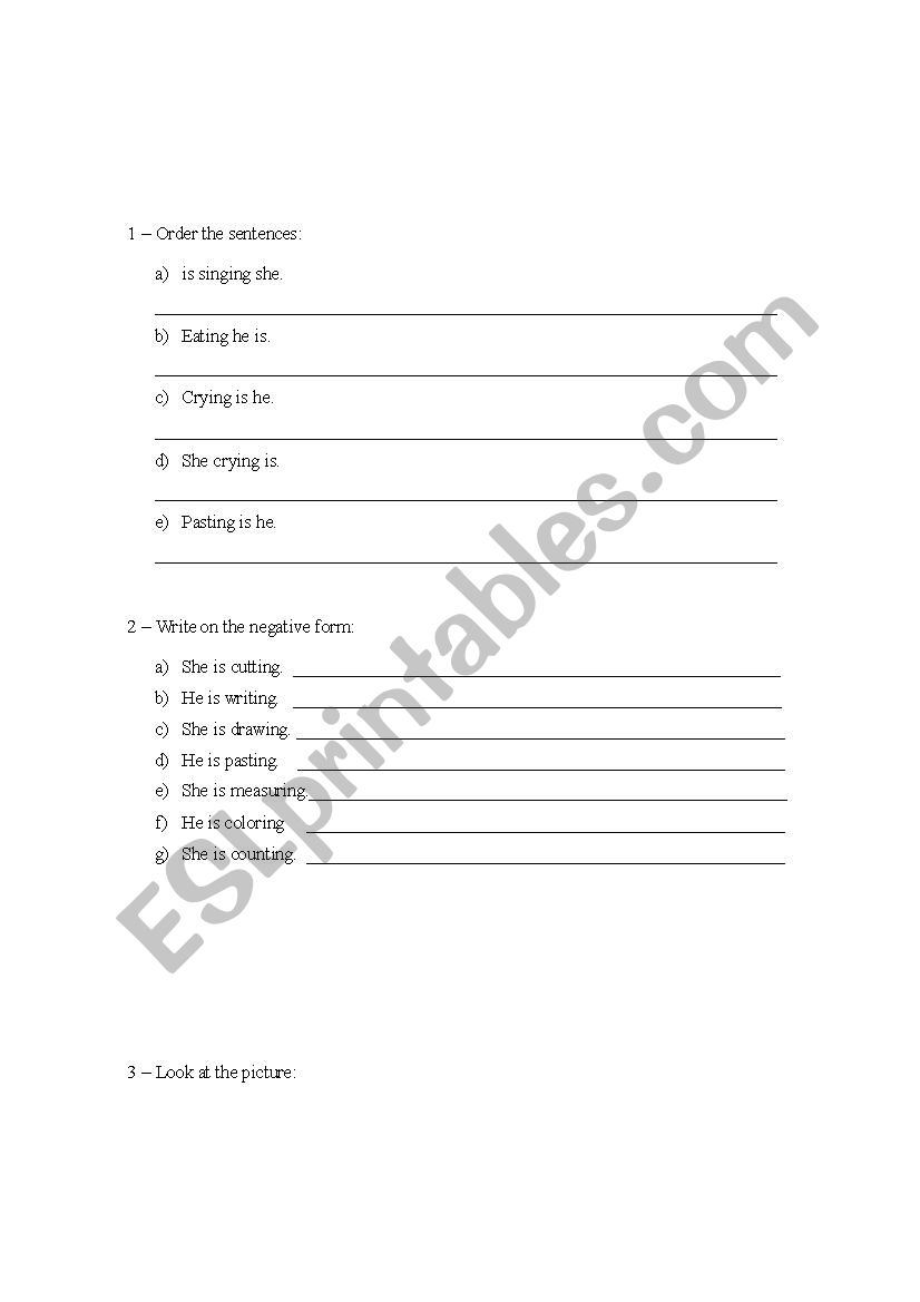 Present continuous worksheet