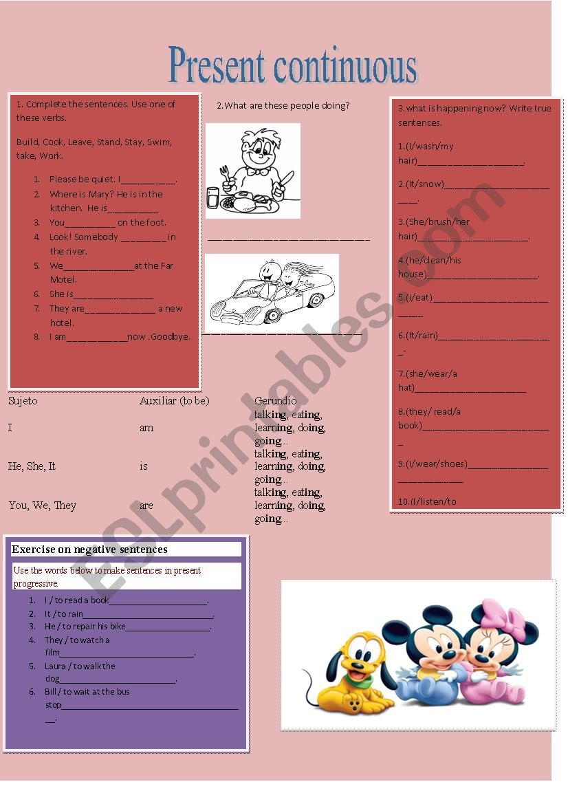 present continuous worksheet