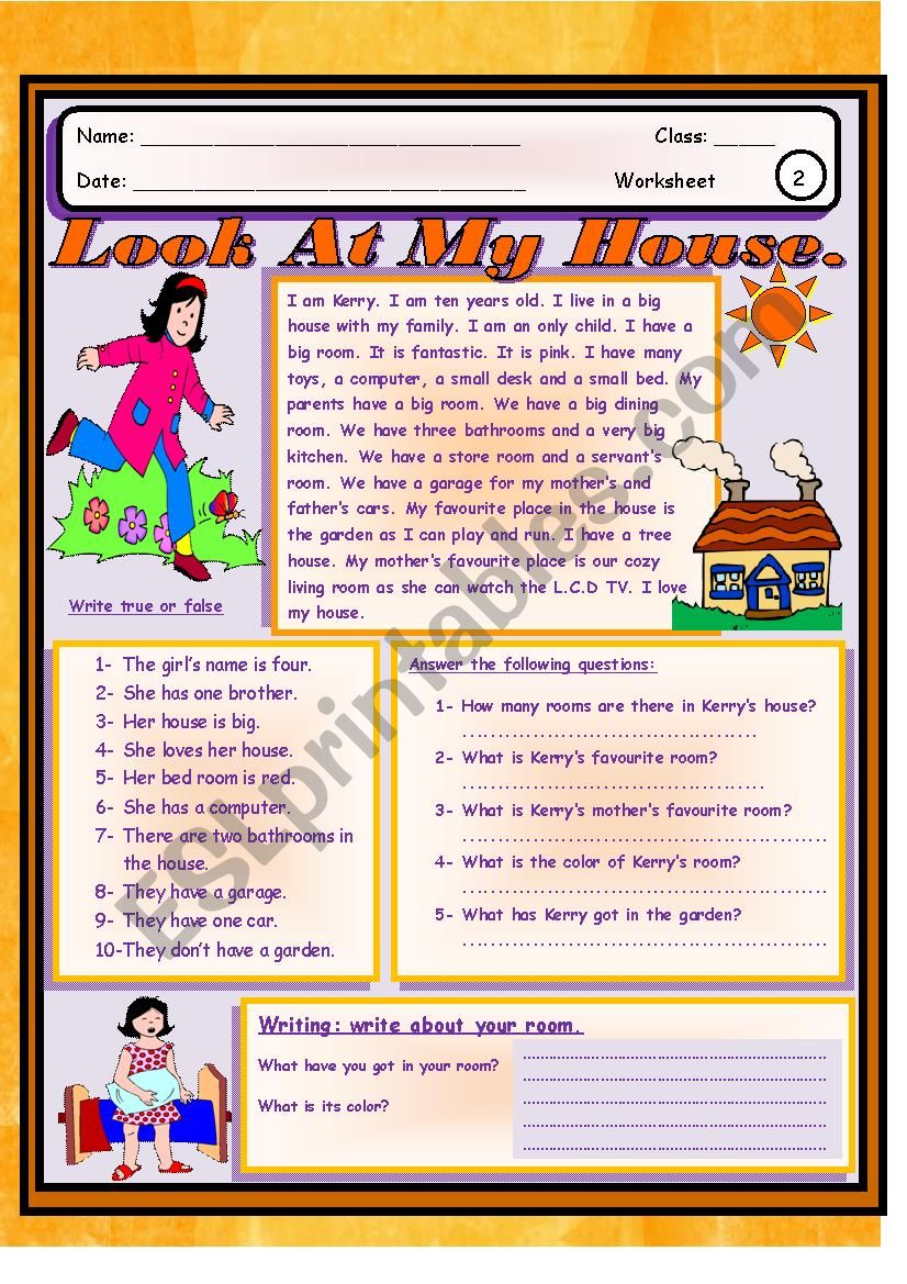 Look At  My House. worksheet