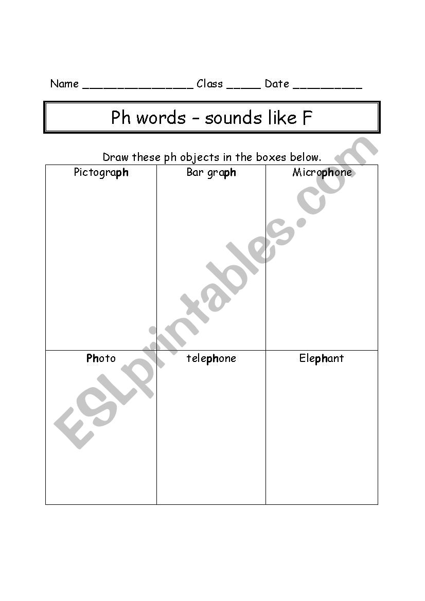 Ph-words worksheet