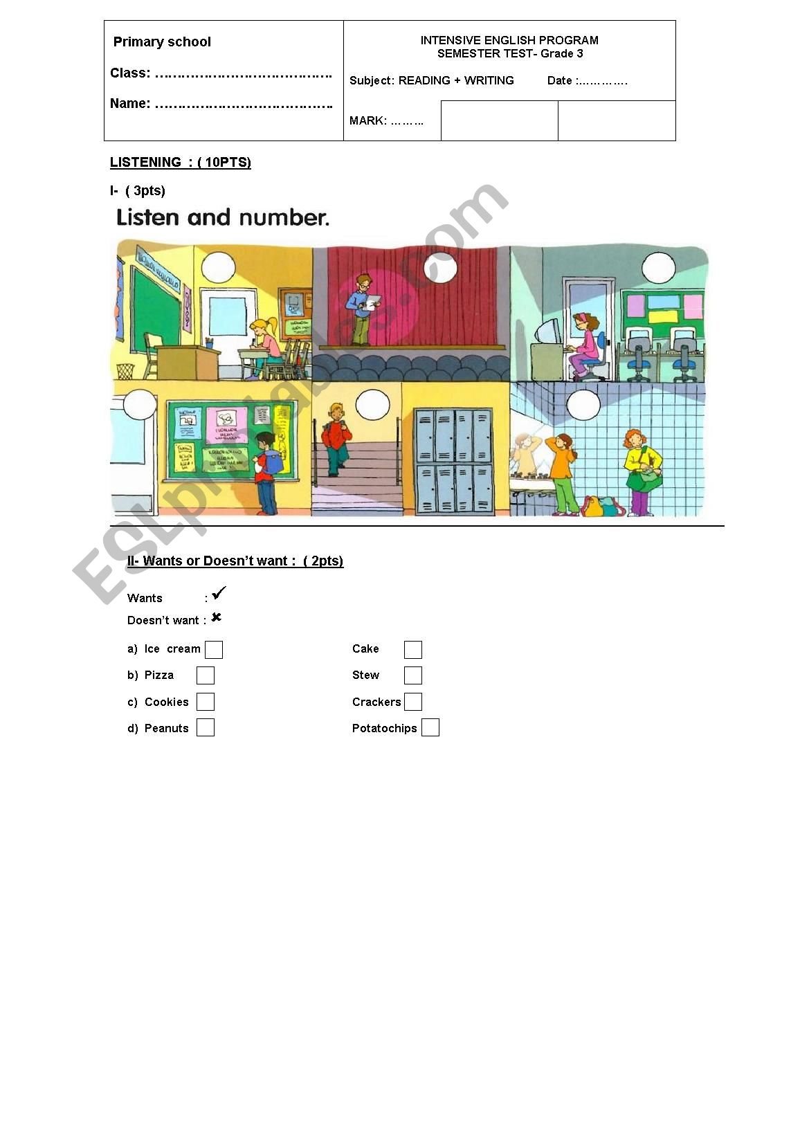 Test for young learner_Grade 3th