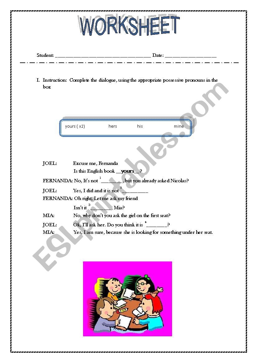 school supplies worksheet