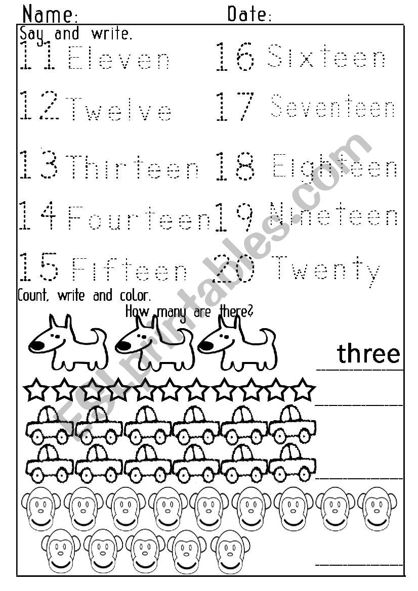 Numbers 1-10 worksheet