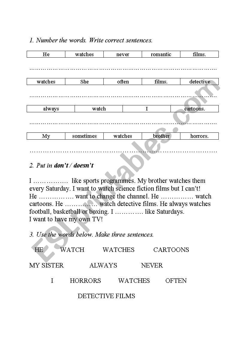 present simple worksheet