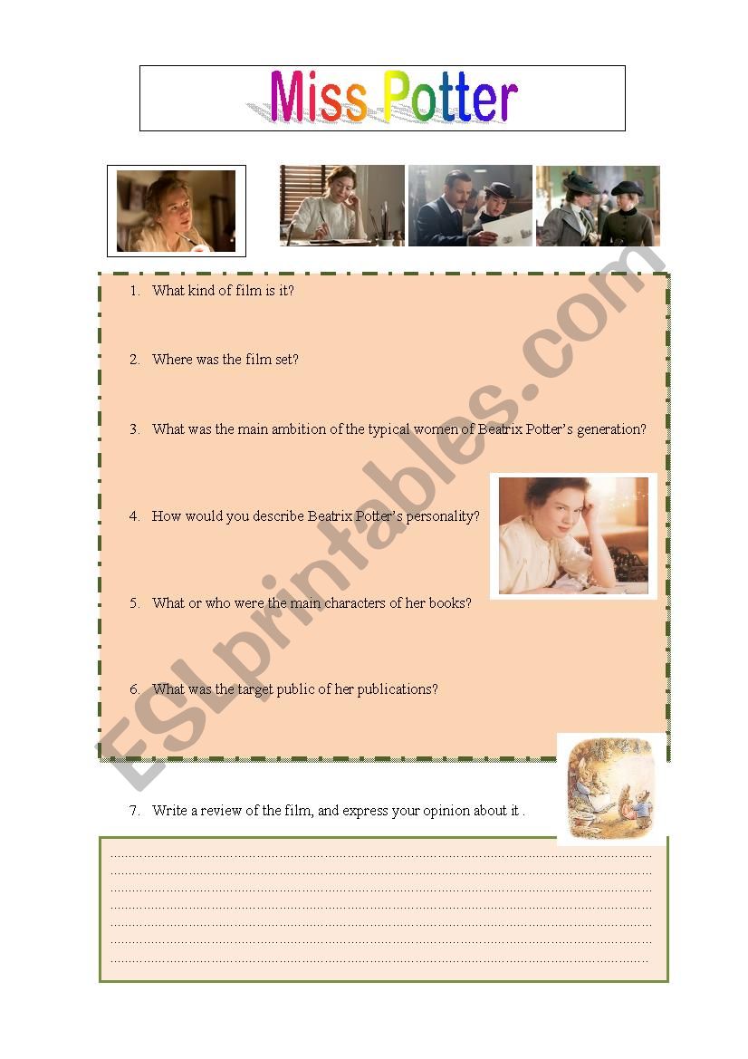 Miss Potter worksheet