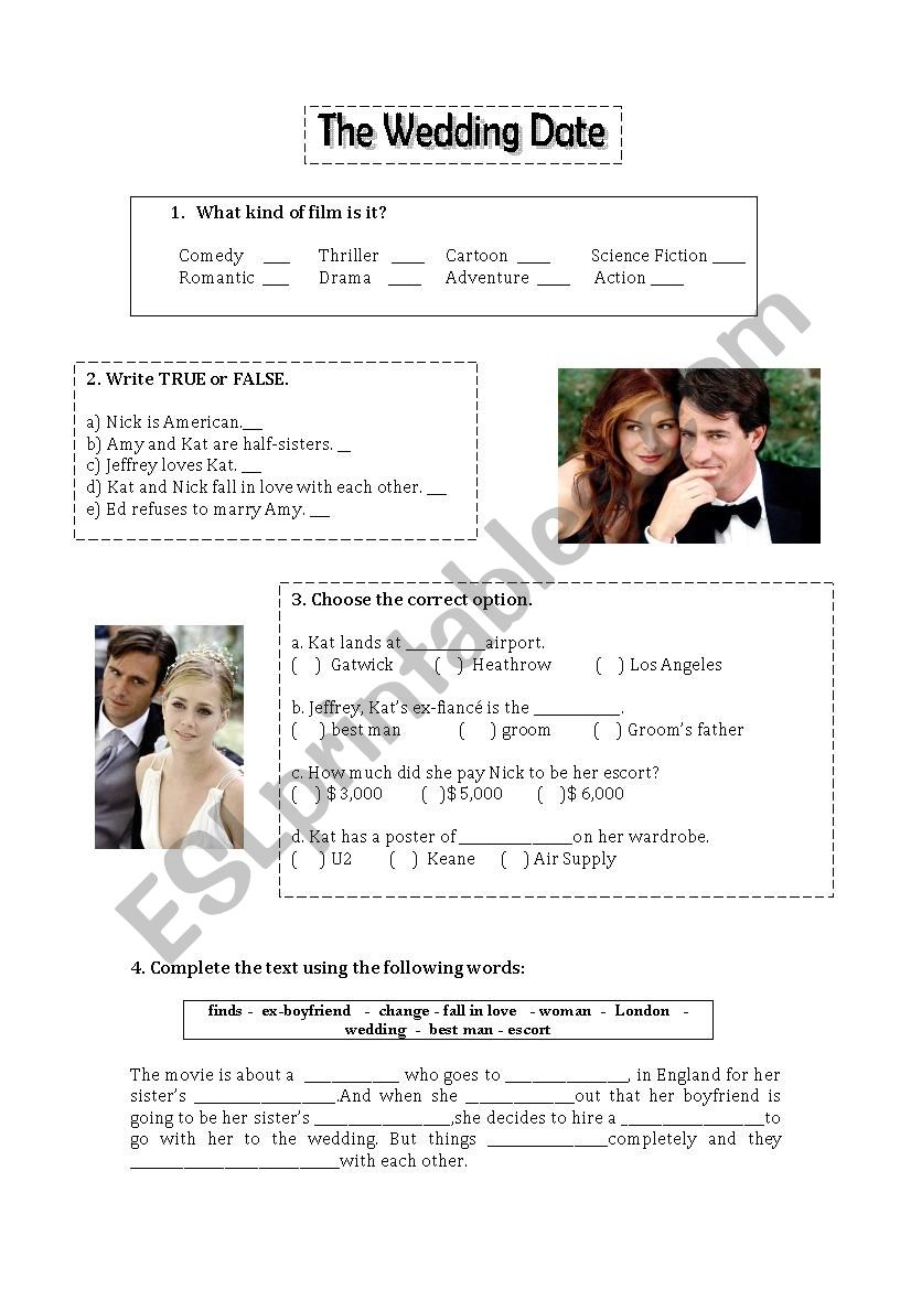 The wedding date worksheet