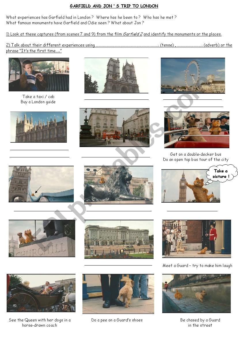 GARFIELDs TRIP TO LONDON  worksheet