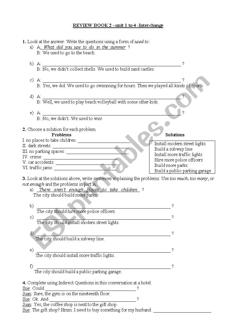 Review or test - Interchange 1 Unit 1-4