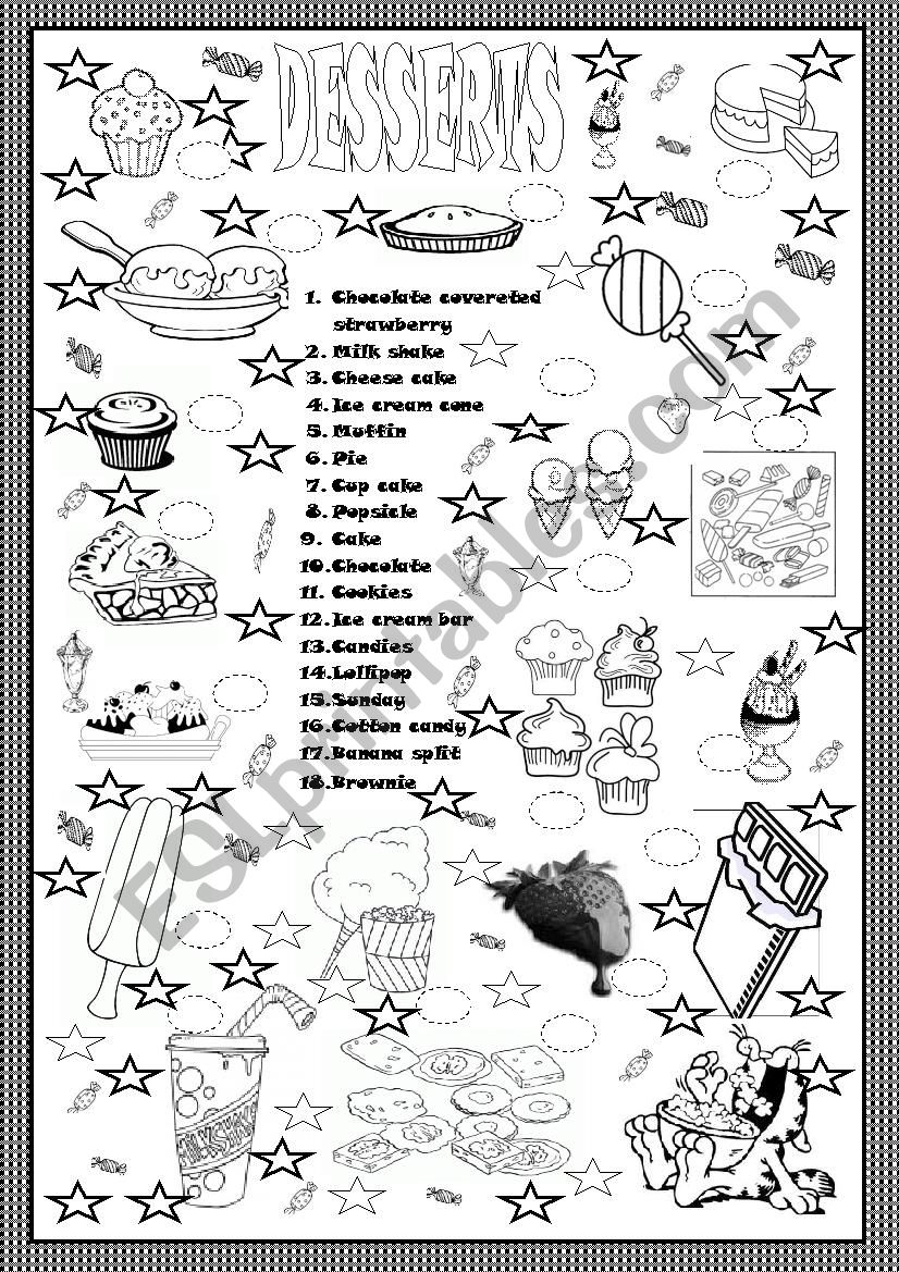 Desserts worksheet