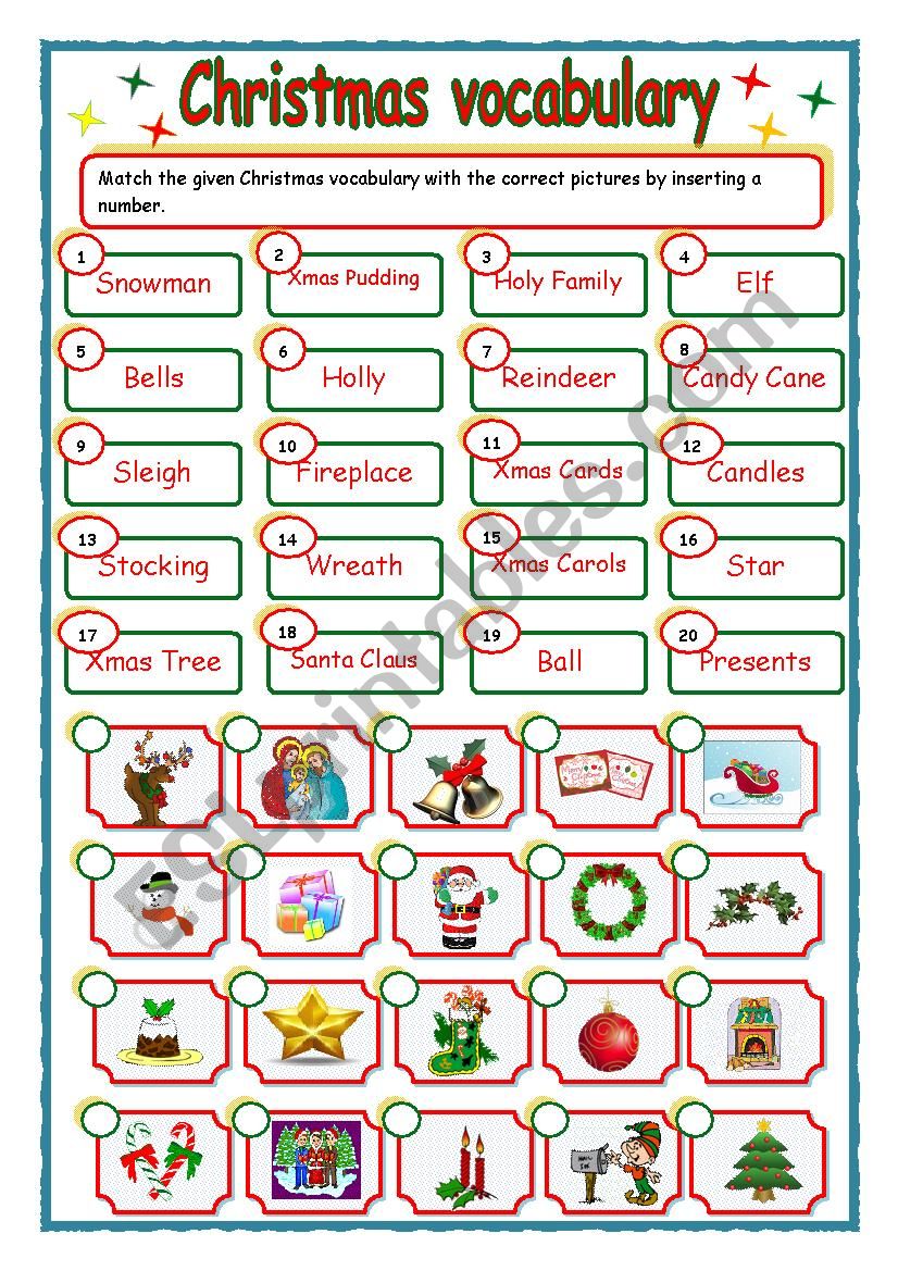 Christmas vocabulary_matching exercise