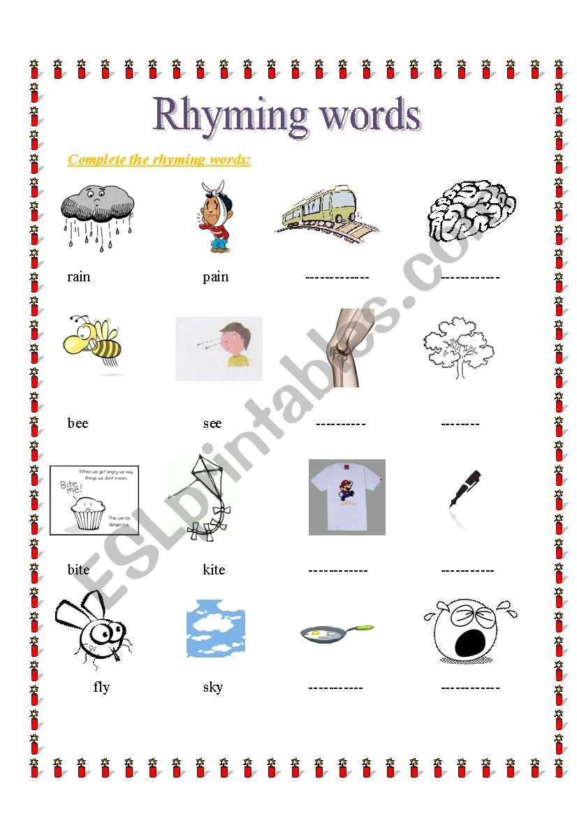 Rhyming words  worksheet