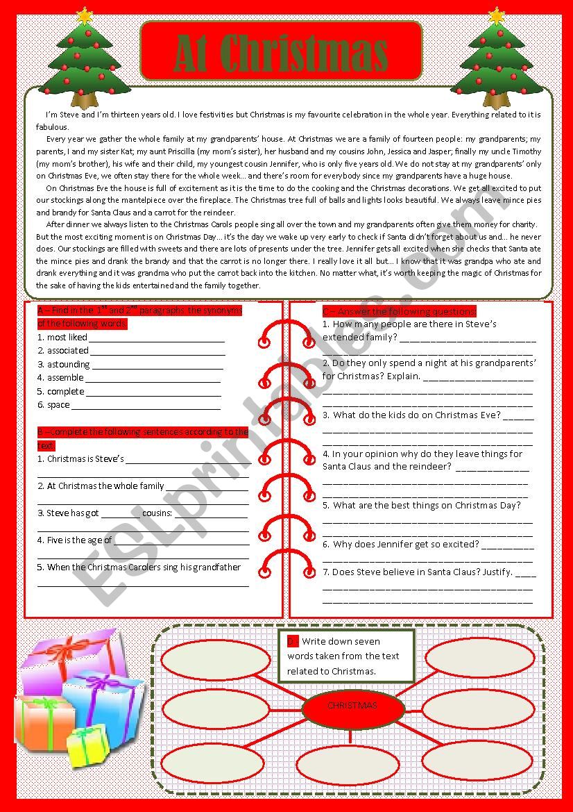 At Christmas worksheet
