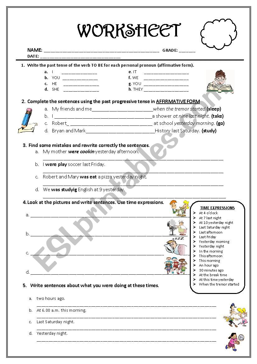 past continuous worksheet