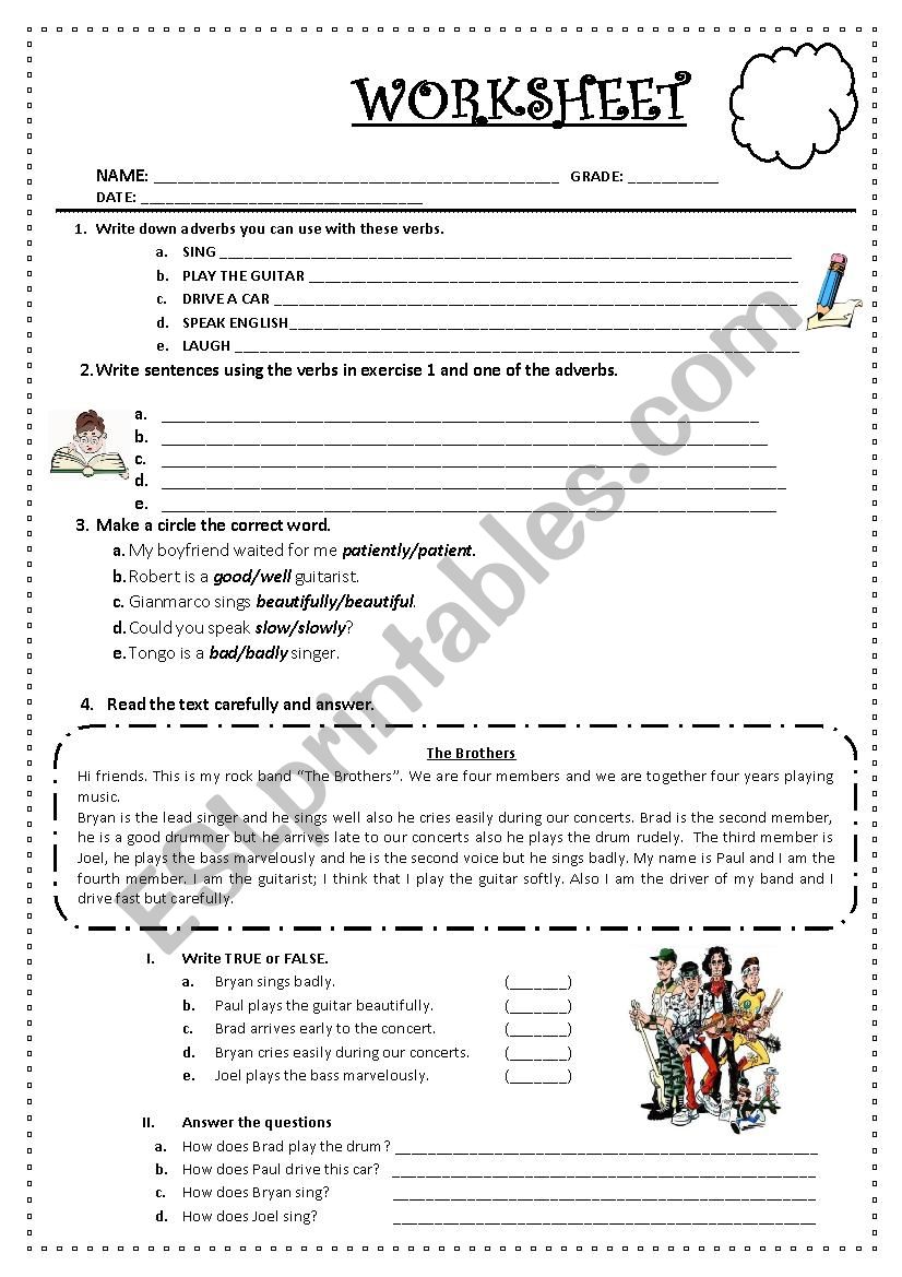 adverbs worksheet