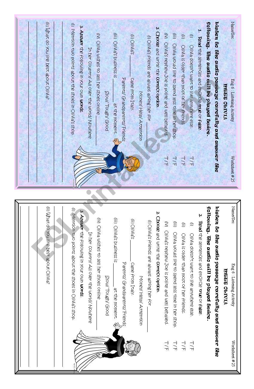 listening activity worksheet