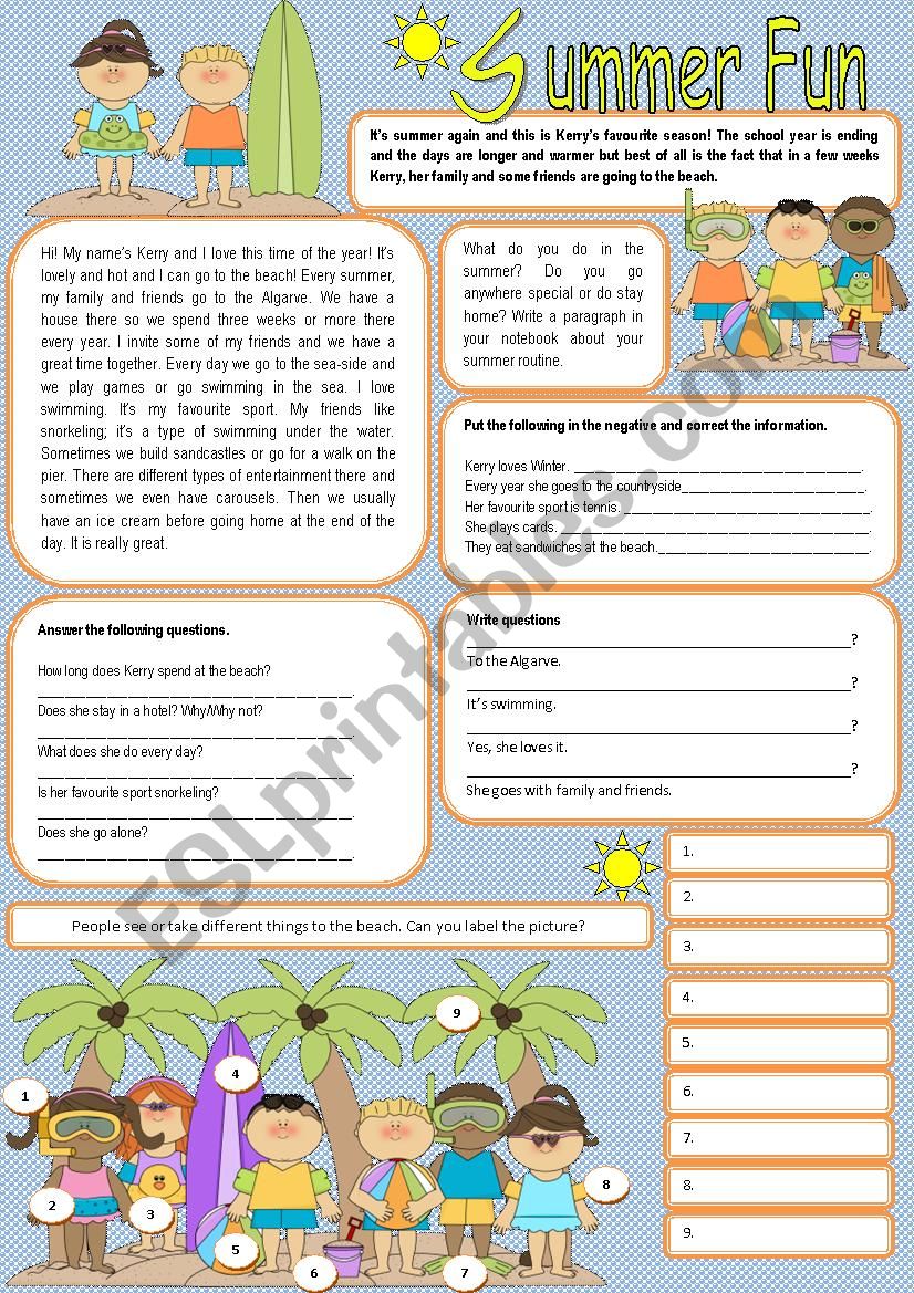 Summer Fun worksheet