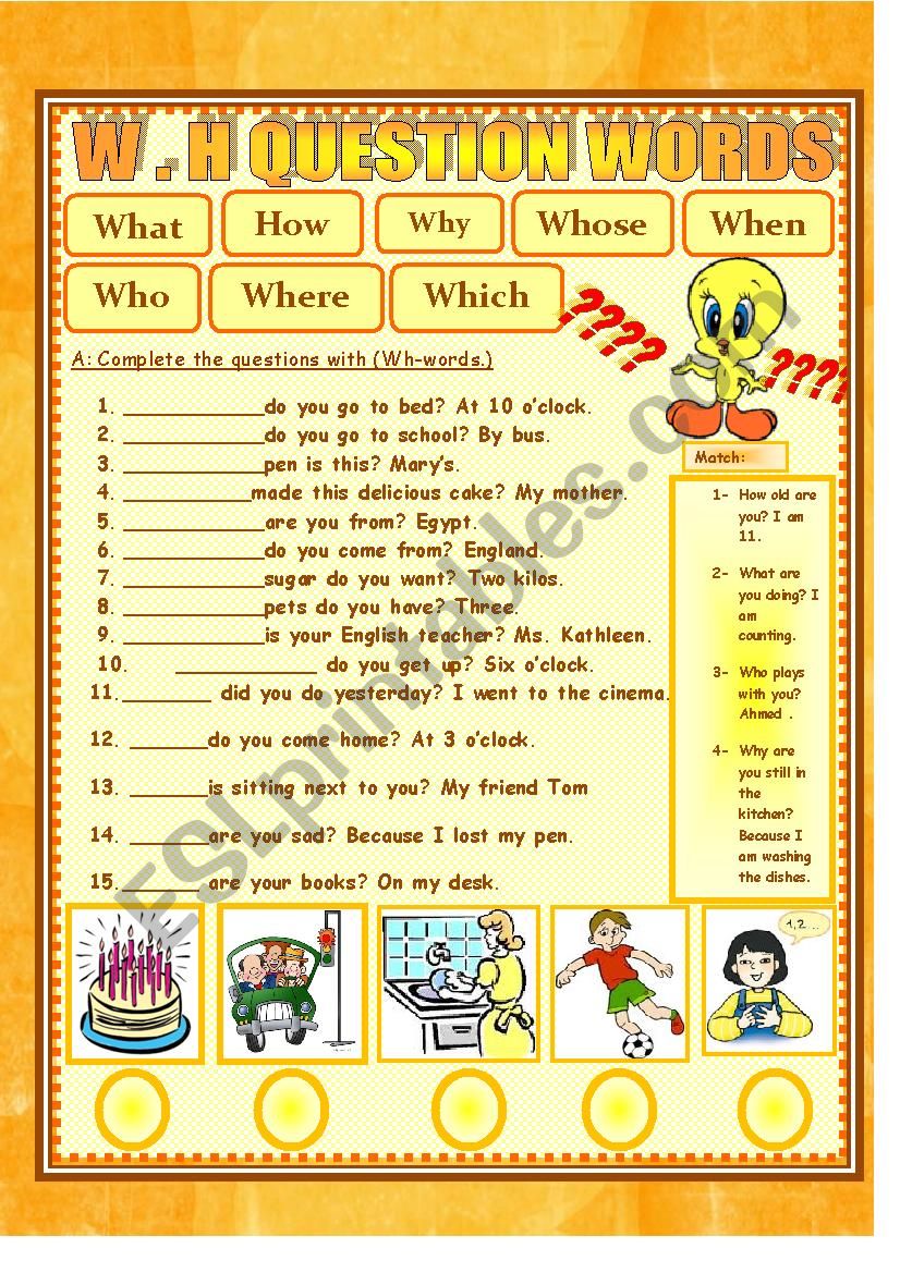 QUESTION WORDS worksheet