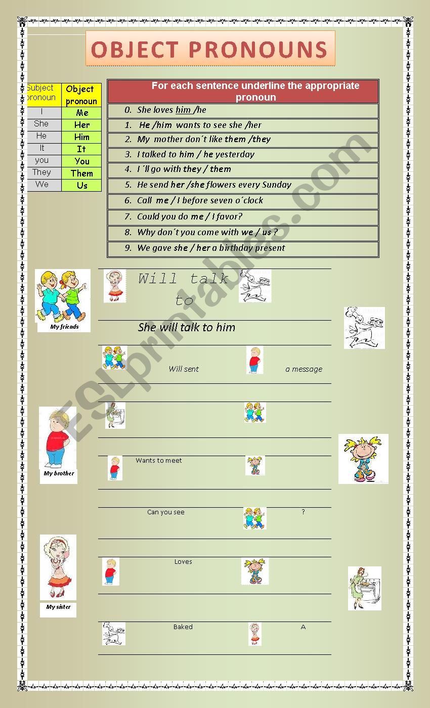 Object and subject pronouns practice 