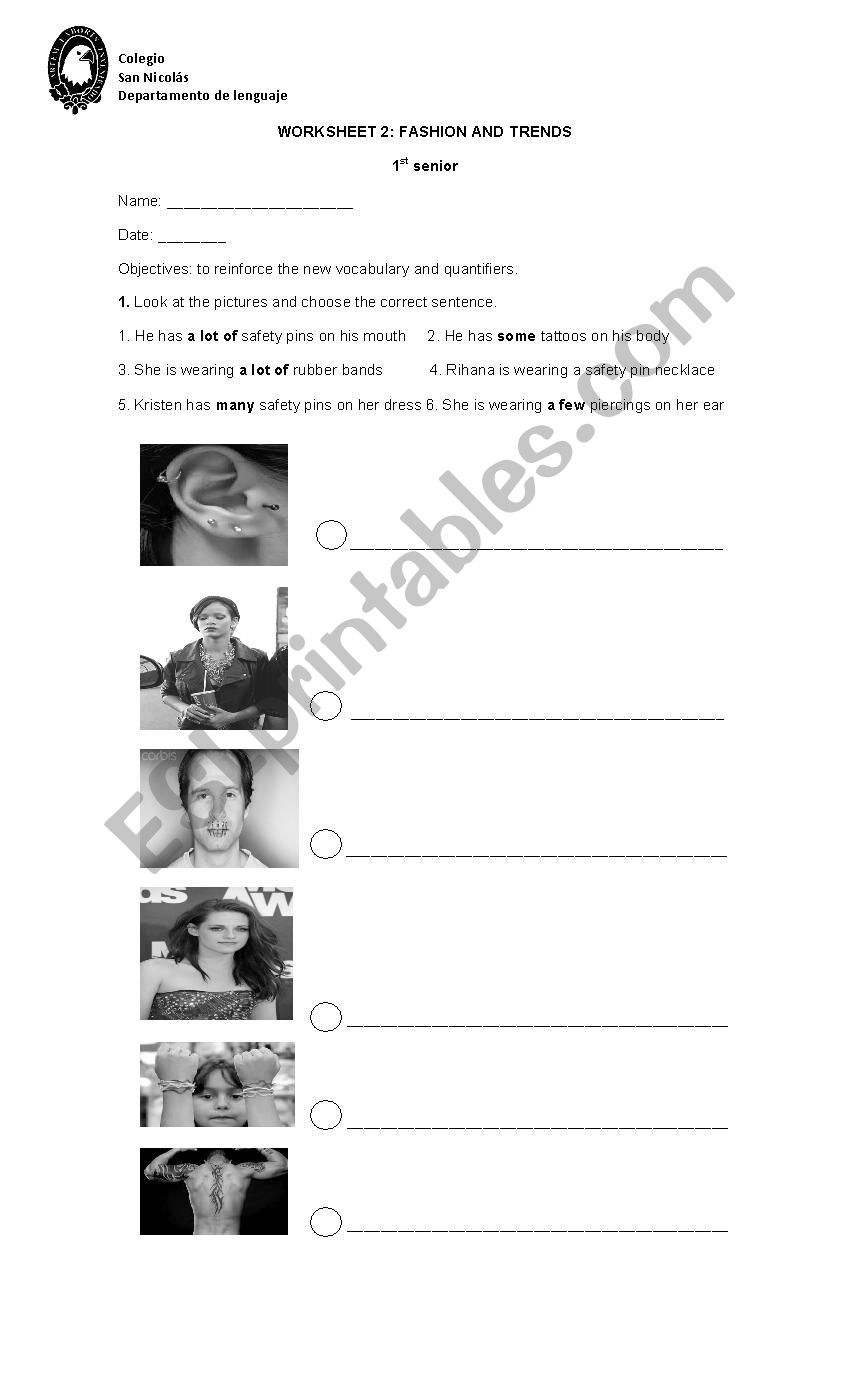 fashion and trends worksheet