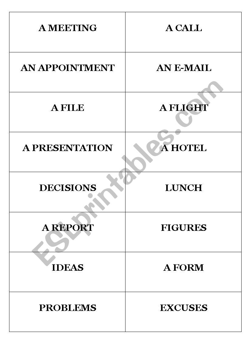 BUSINESS ACTIONS_cards worksheet