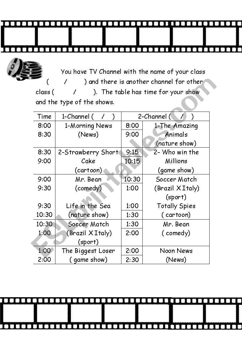 tv guide worksheet worksheet