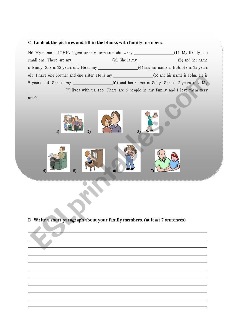 family members worksheet