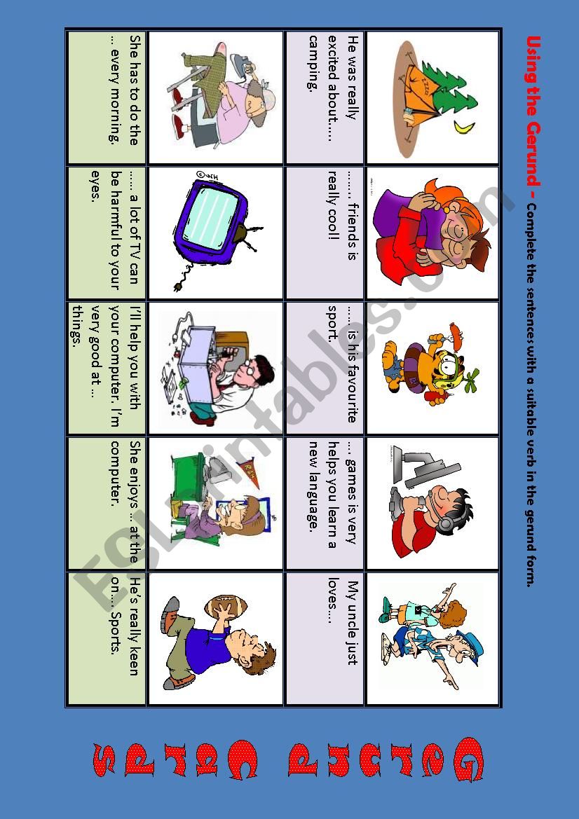 Gerunds worksheet