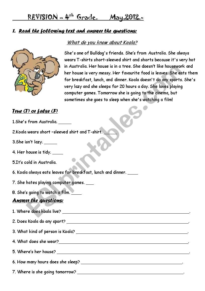 revision 4th grade- happy earth 2