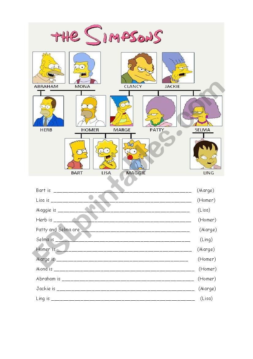 Genitive Case - The simpsons worksheet