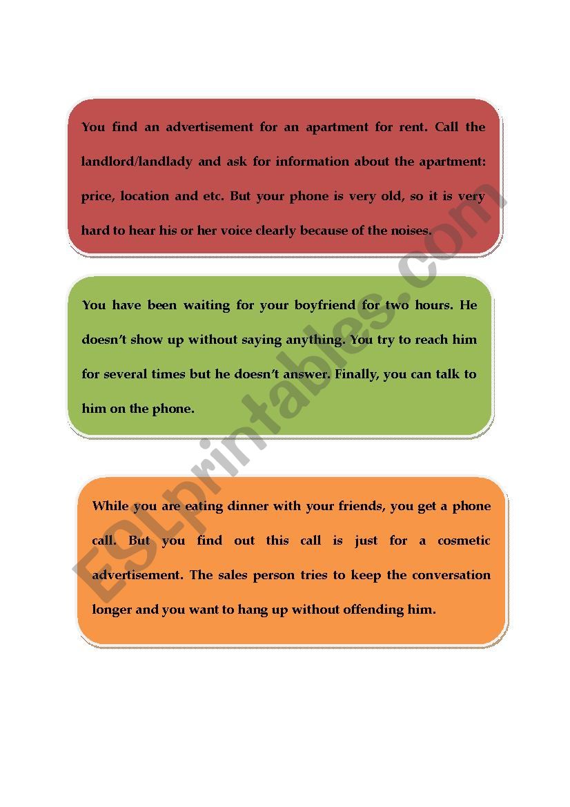 roleplay card worksheet