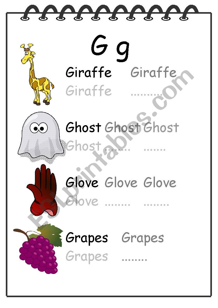 Alphabet Writing Worksheet G worksheet