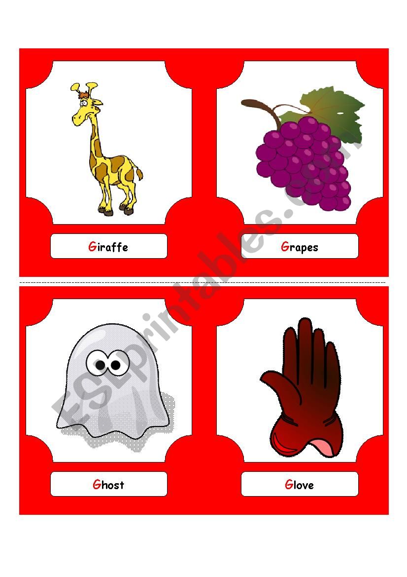 Alphabet Words - G (flash cards)
