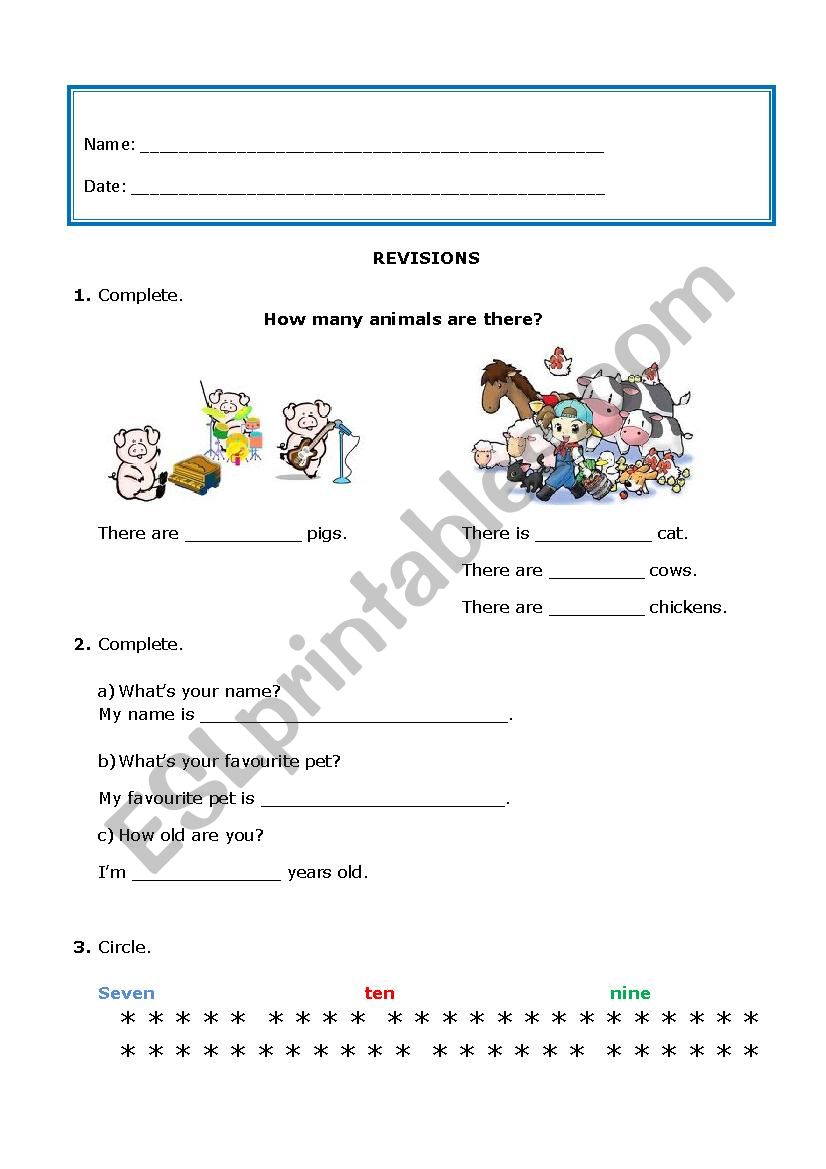 revisions worksheet