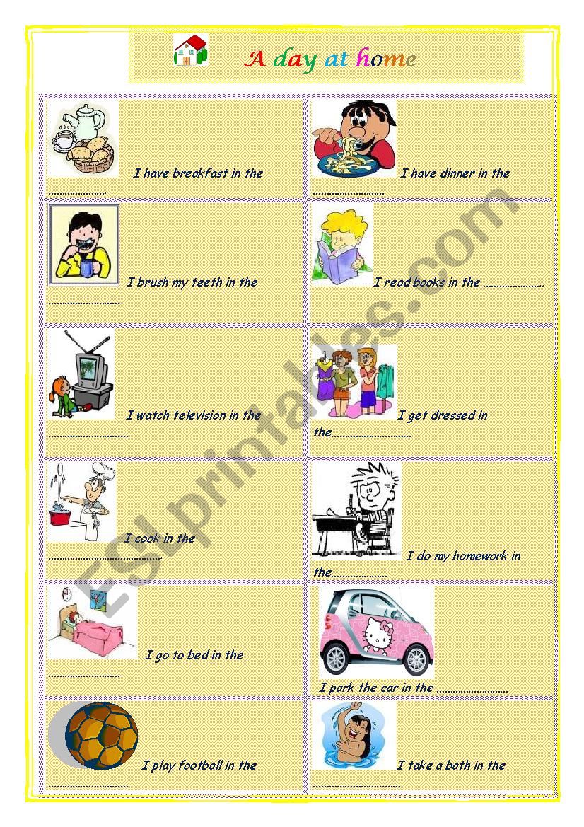 A day at home worksheet