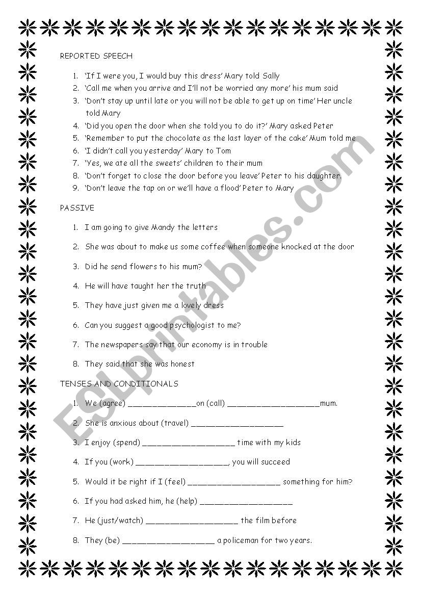 REVIEW EXERCISES AGAIN worksheet