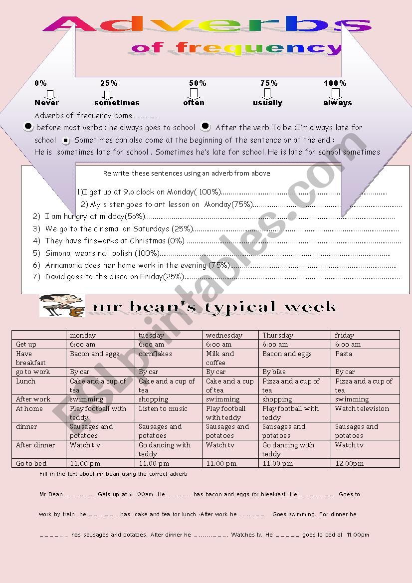 adverbs of frequency worksheet