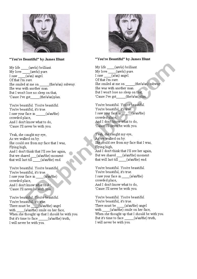 James Blunt song worksheet