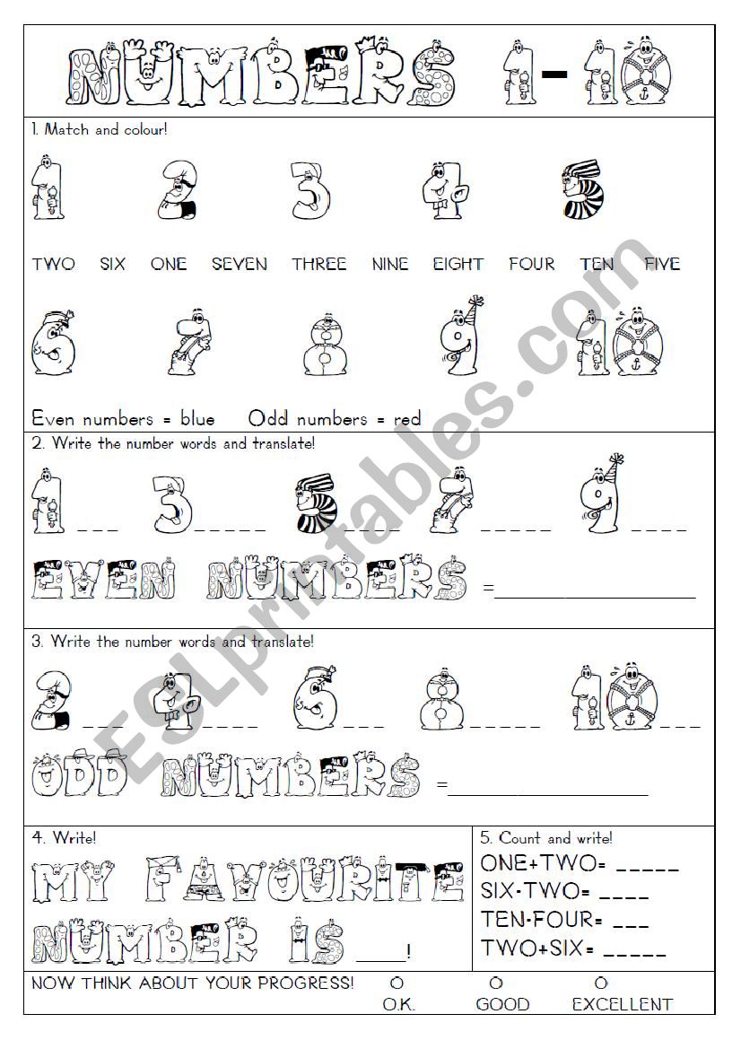 numbers 1-10 worksheet