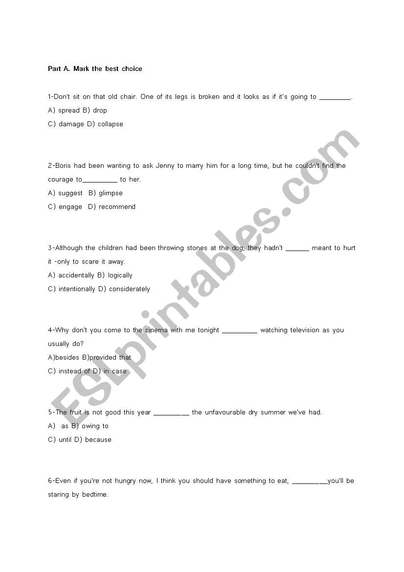 LEVEL TEST worksheet