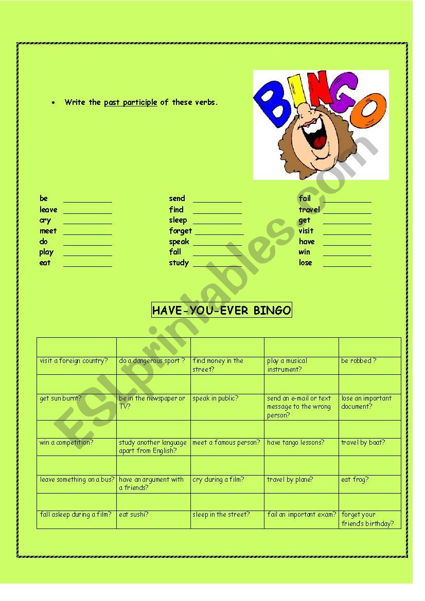 Have-you-ever Bingo!  worksheet