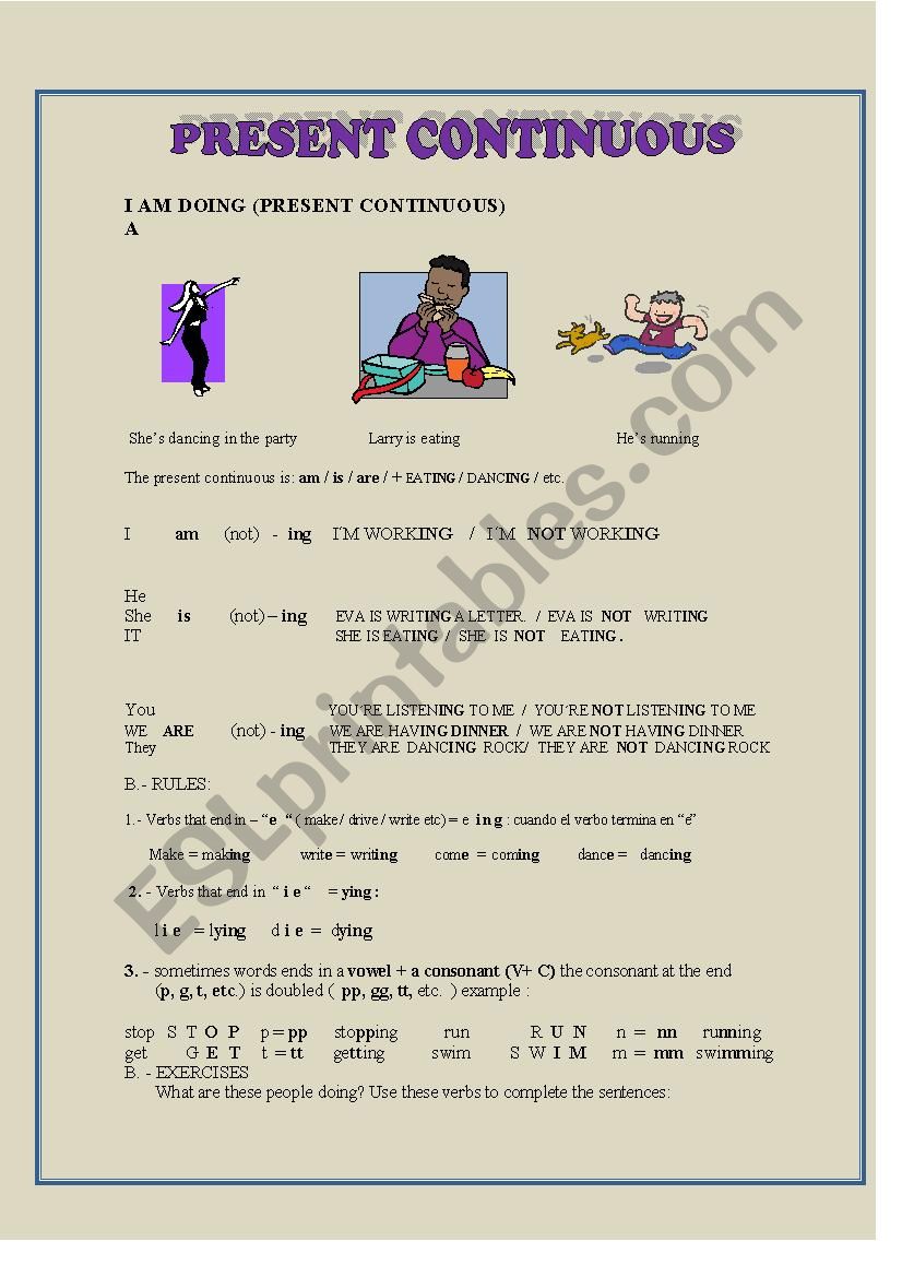 present continuous worksheet