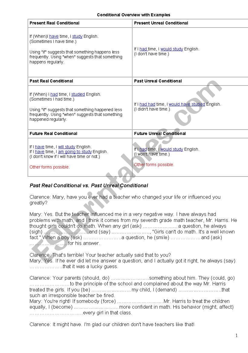 mixed conditionals worksheet