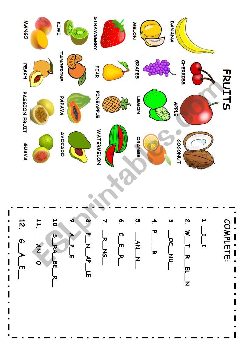 Fruits: Pictionary + Activities