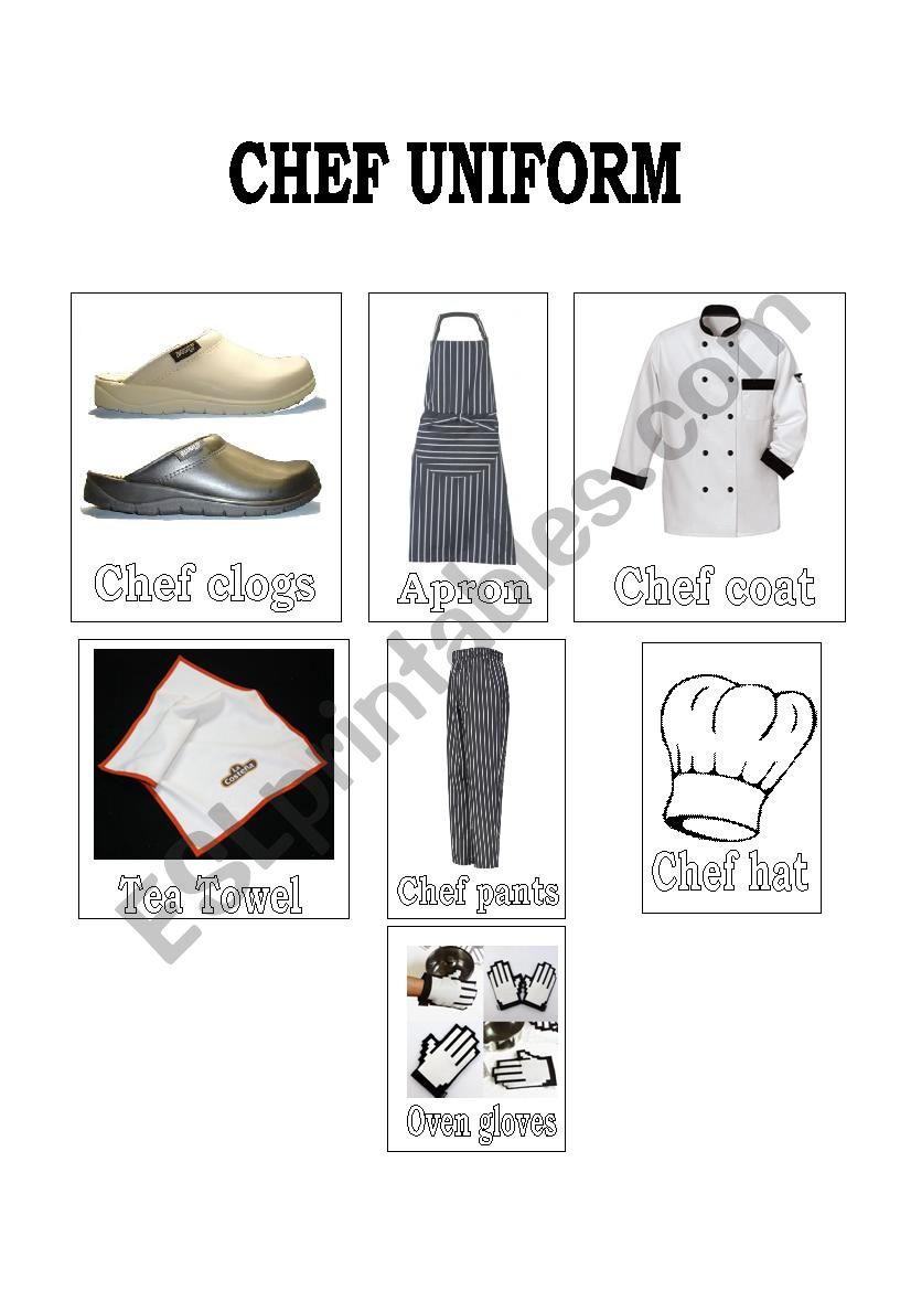 Chef uniform / clothe worksheet